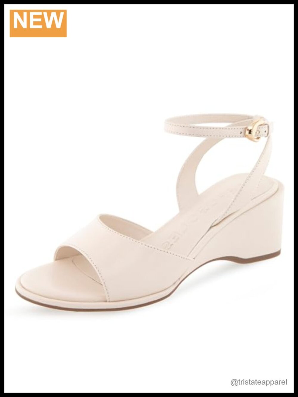 Genuine Leather Wedge Sandals Ankle Strap Contoured Heel Casual Walking